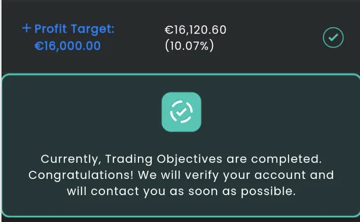 Objectif de gain atteint : 16 120,60 € (10,07 %)